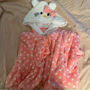 Hello Kitty Pink Polka Dot Hooded Blanket